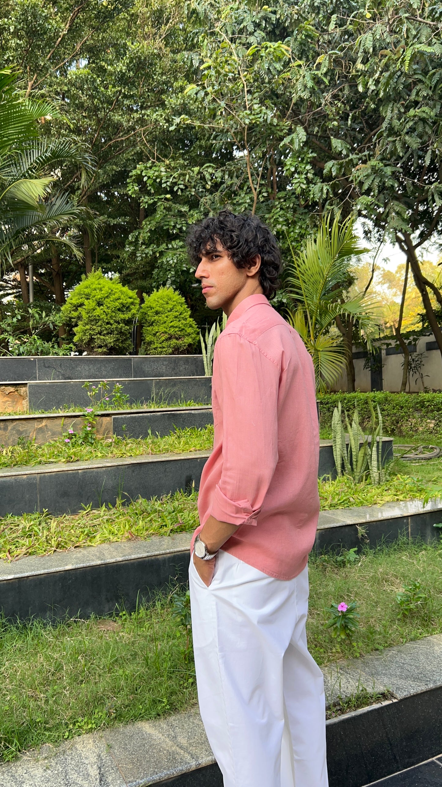 linen dark Pink shirts