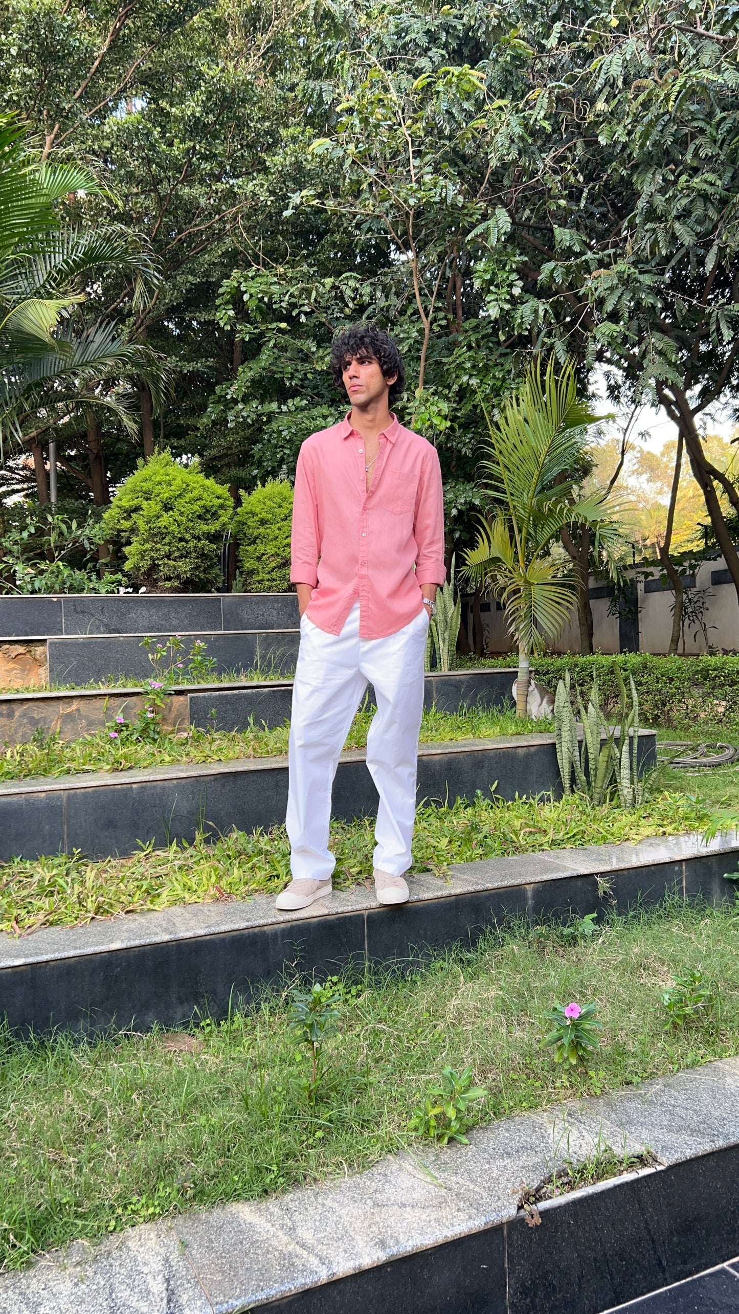 linen dark Pink shirts