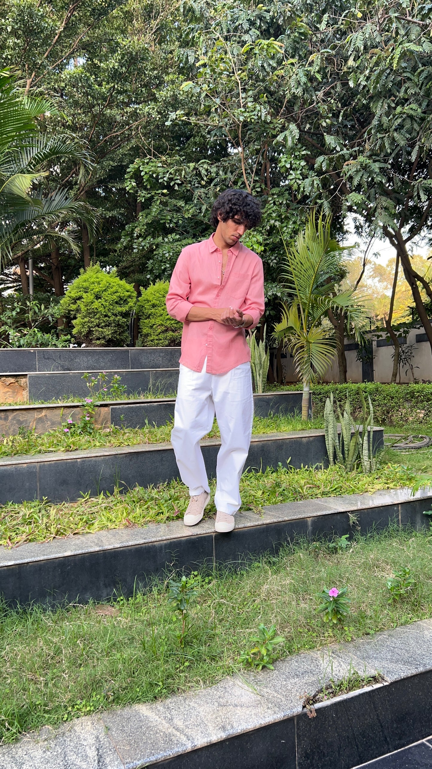 linen dark Pink shirts