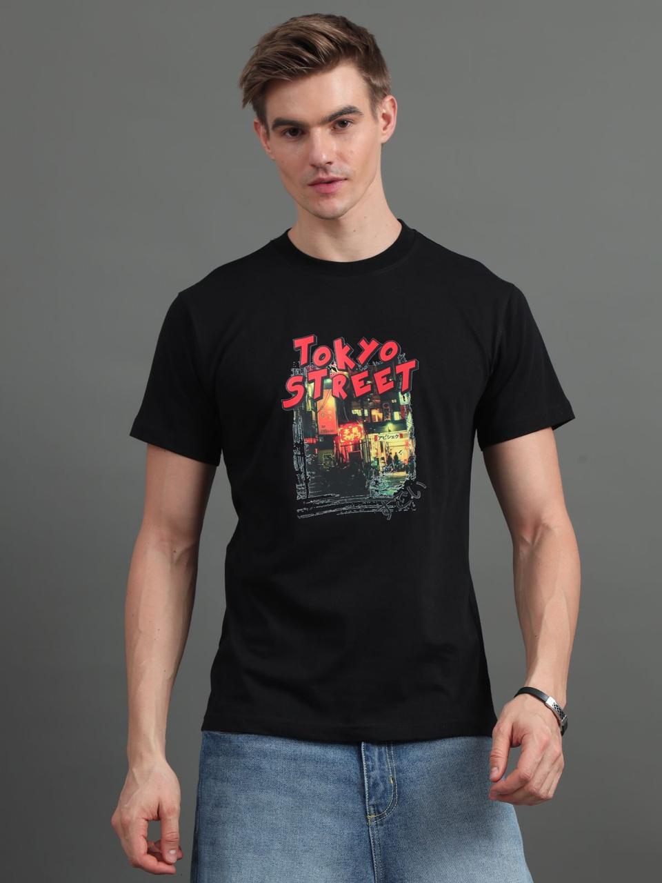 Tokyo Street Black Printed Tee