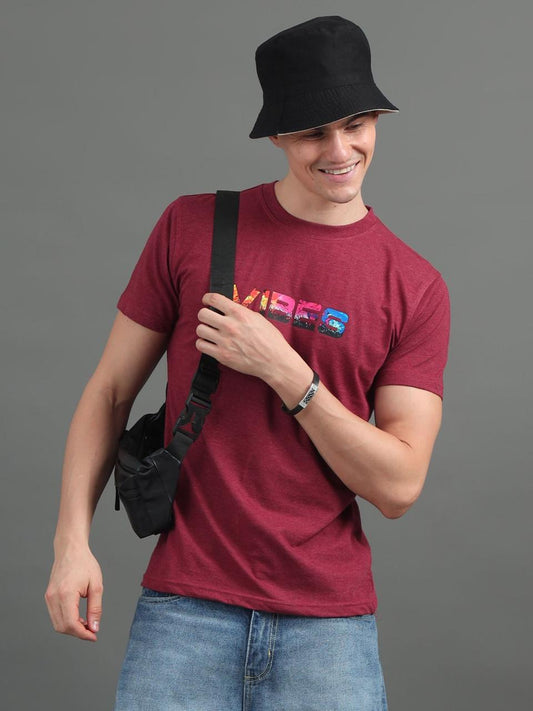 Vibe Maroon Printed Tee