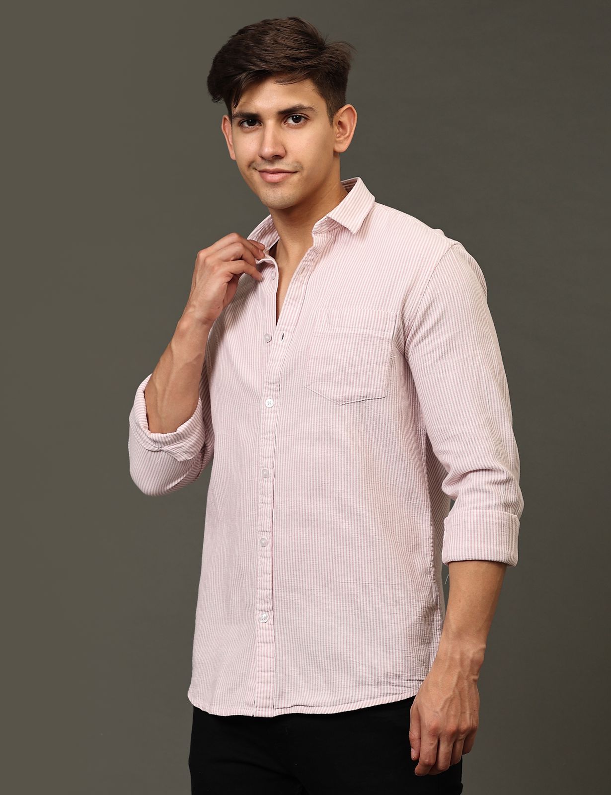 Pink Stripe Full Sleeve Shirt