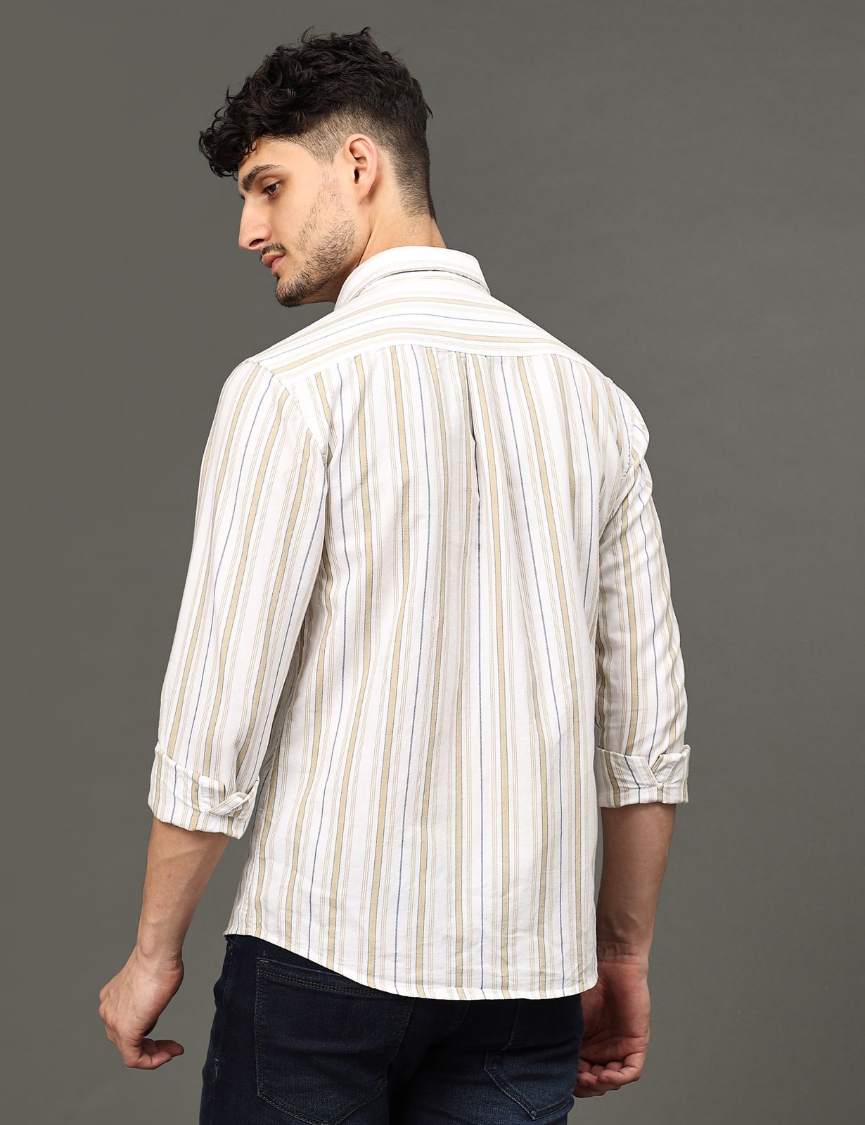 Beige Lines Full Sleeve Shirt