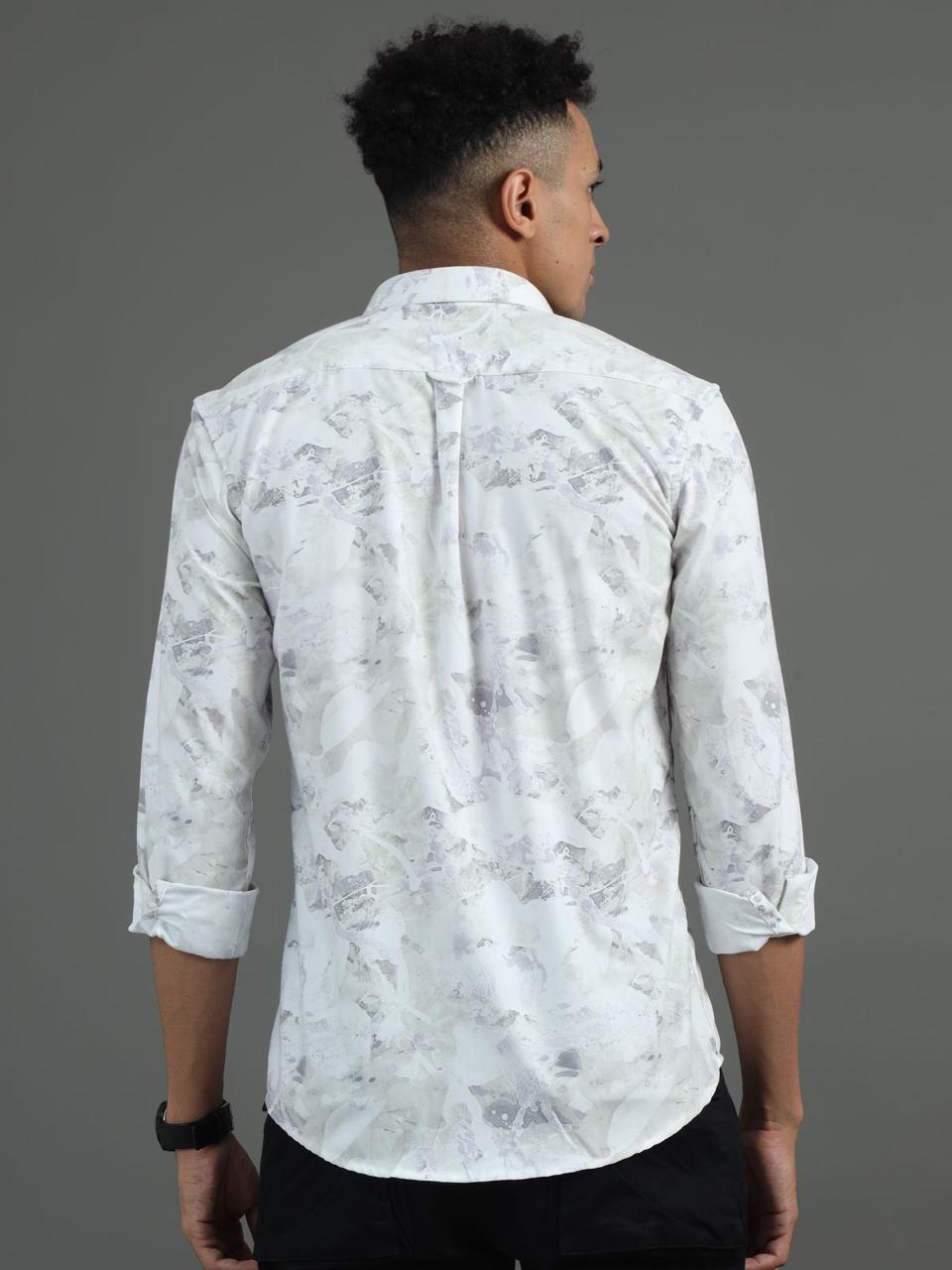 Marble Print Grey Full Sleeve Shirt