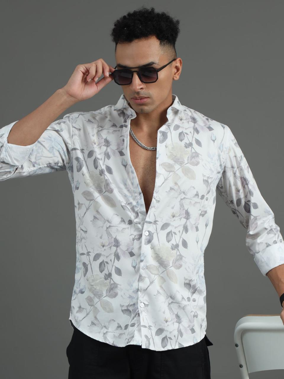 Leafy Chains Grey Full Sleeve Shirt