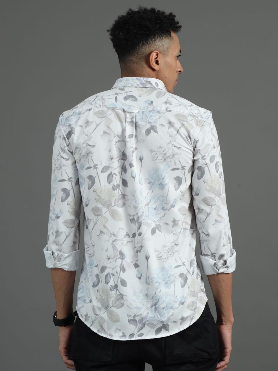 Leafy Chains Grey Full Sleeve Shirt