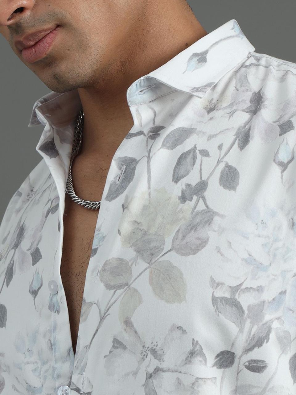 Leafy Chains Grey Full Sleeve Shirt