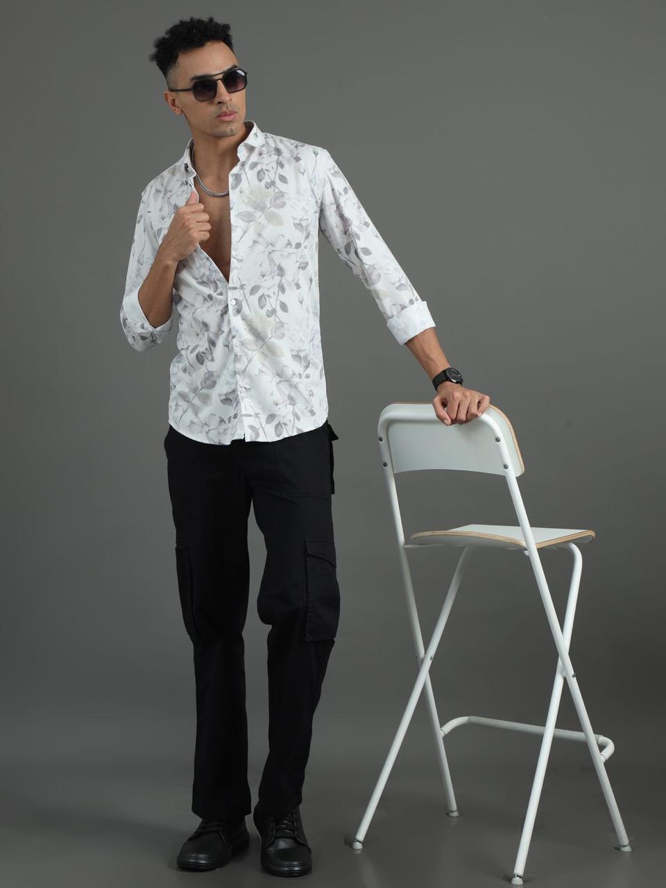 Leafy Chains Grey Full Sleeve Shirt