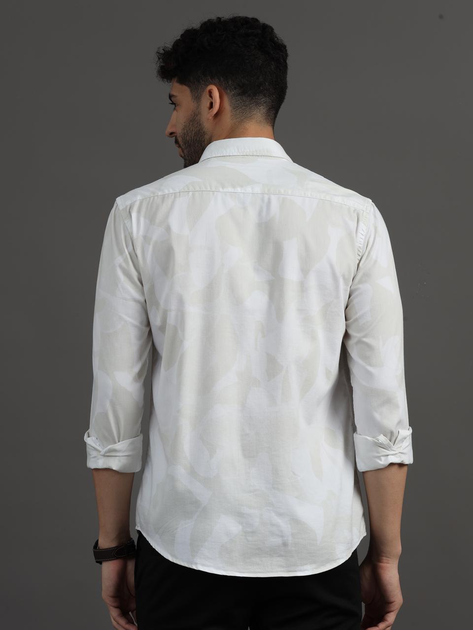 Floral Light Beige Full Sleeve Shirt