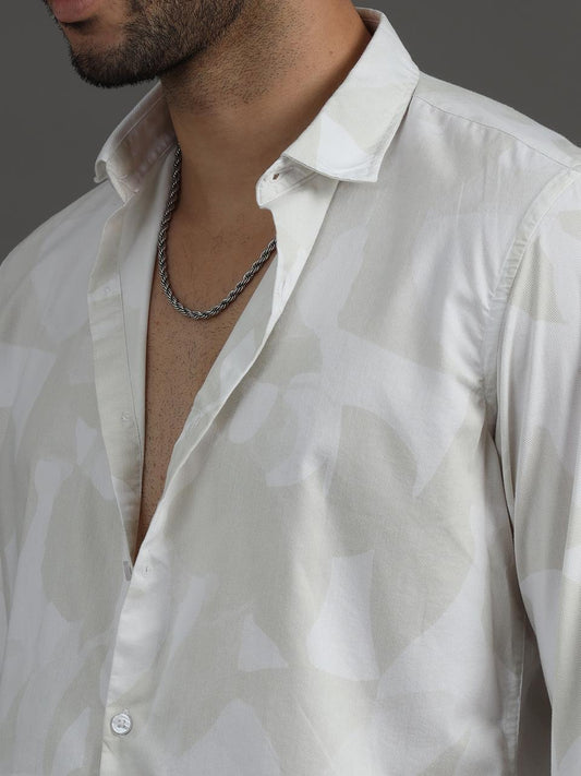 Floral Light Beige Full Sleeve Shirt