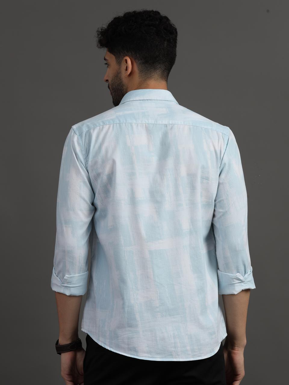 Box Print Sky Full Sleeve Shirt