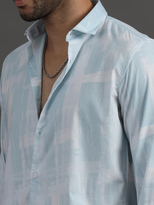 Box Print Sky Full Sleeve Shirt