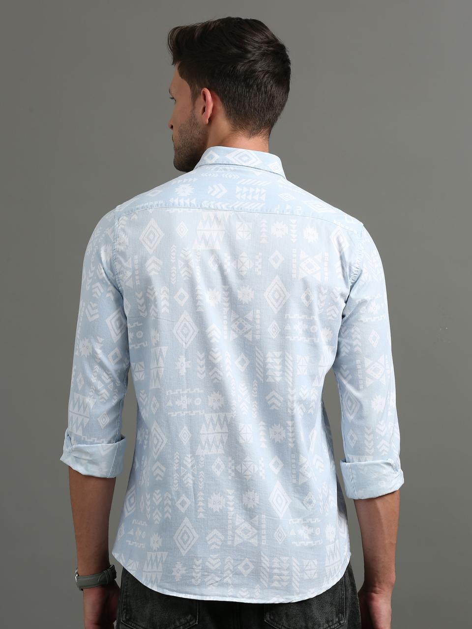 Cobalt Chevron Full Sleeve Shirt