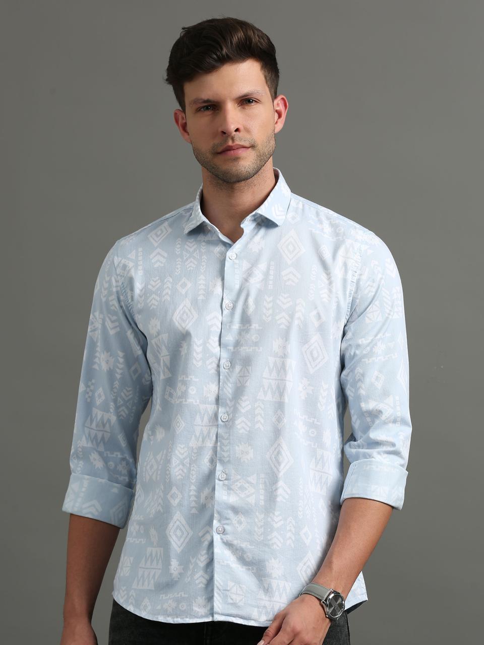 Cobalt Chevron Full Sleeve Shirt
