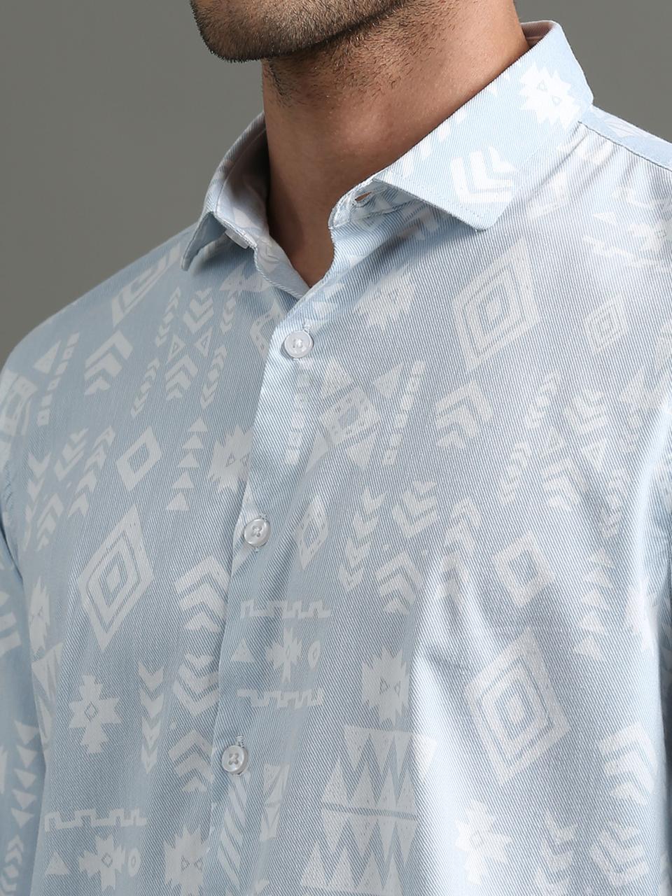 Cobalt Chevron Full Sleeve Shirt