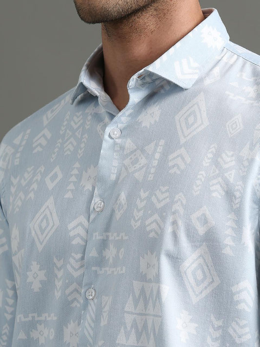 Cobalt Chevron Full Sleeve Shirt