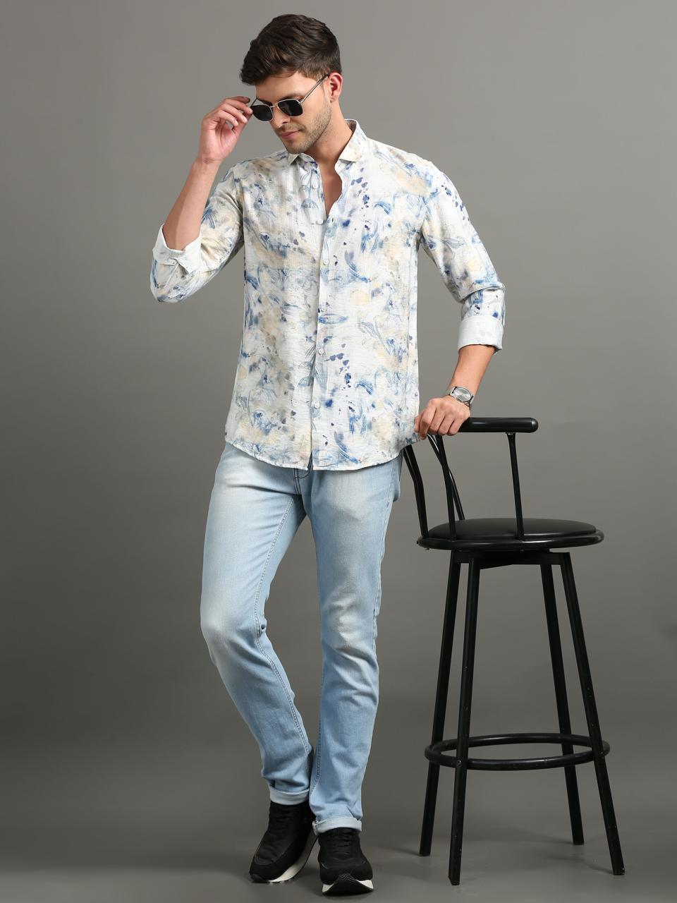 Azure Bloom Full Sleeve Shirt