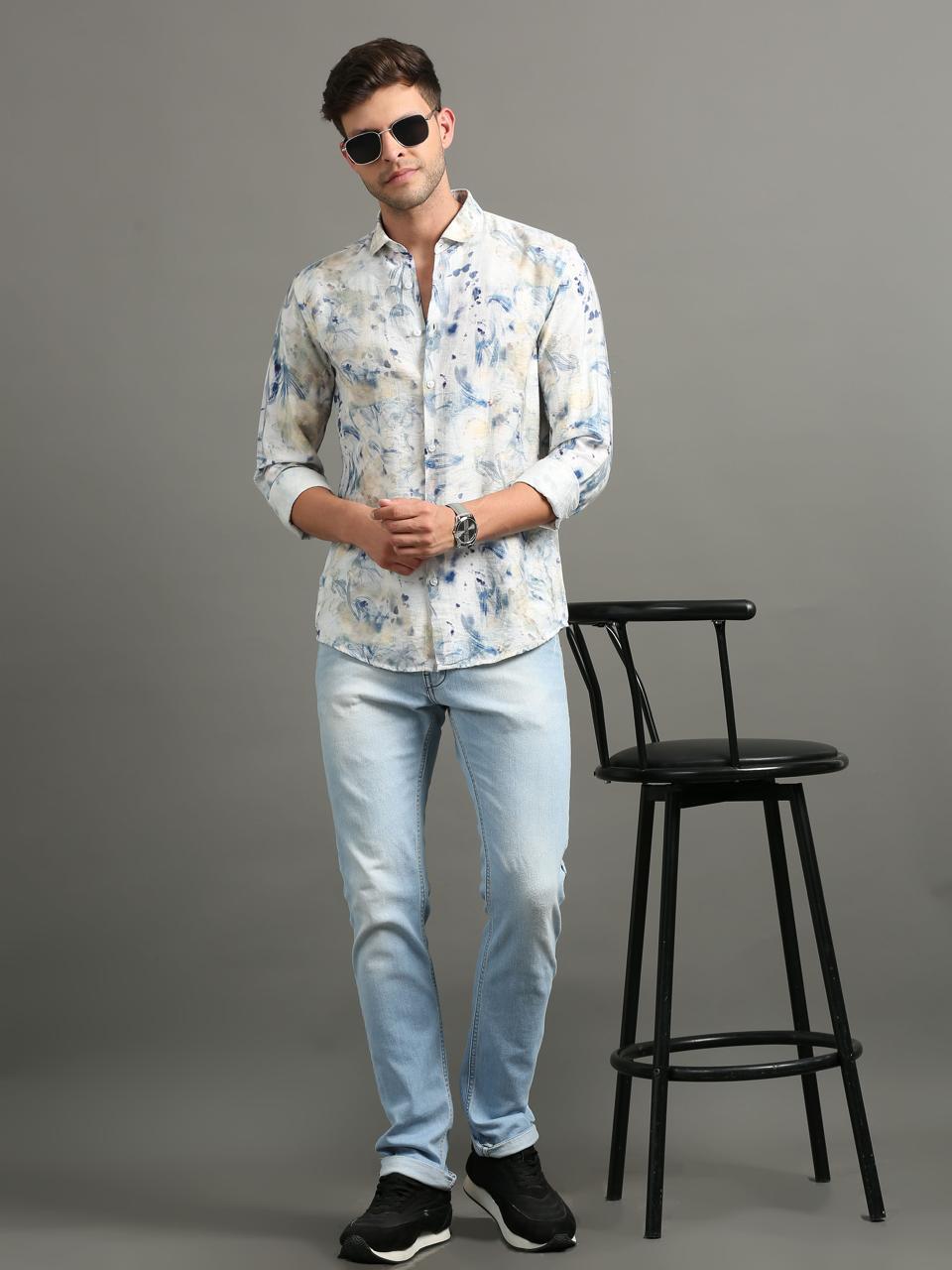 Azure Bloom Full Sleeve Shirt
