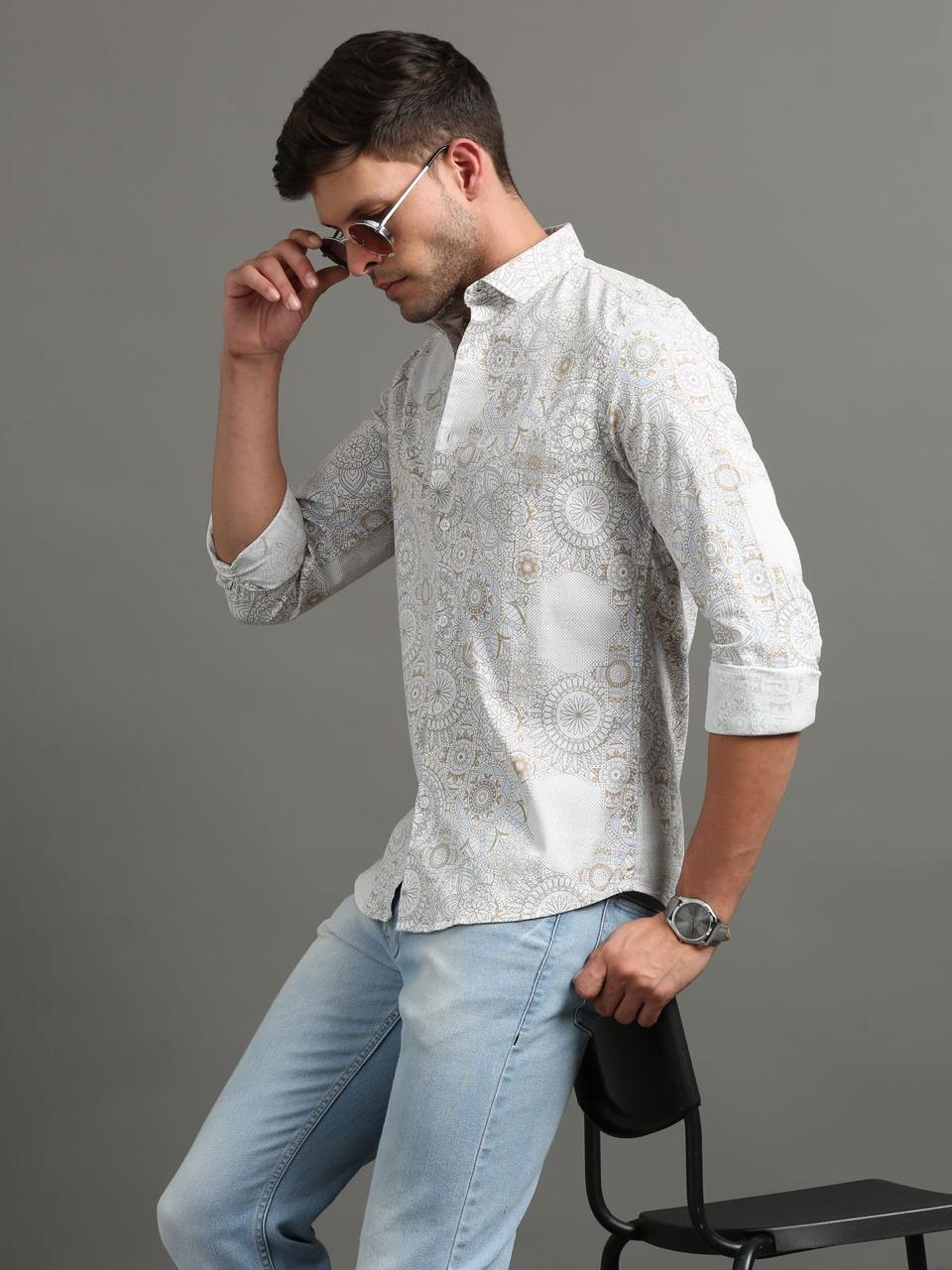 Gold Swirl Printed Full Sleeve Shirt