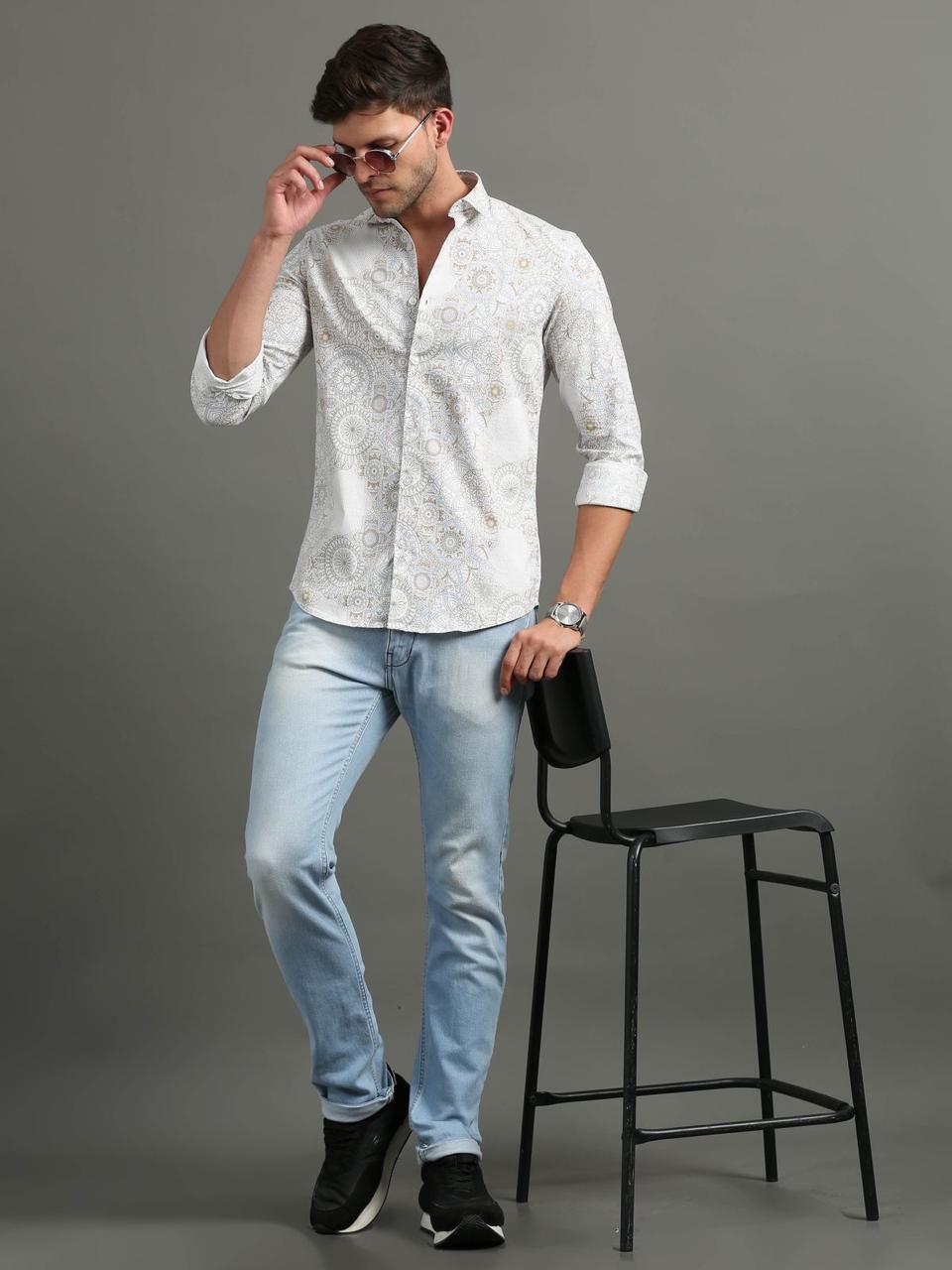 Gold Swirl Printed Full Sleeve Shirt