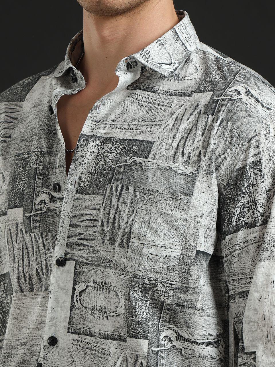 Pattern Play Grey Full Sleeve Shirt