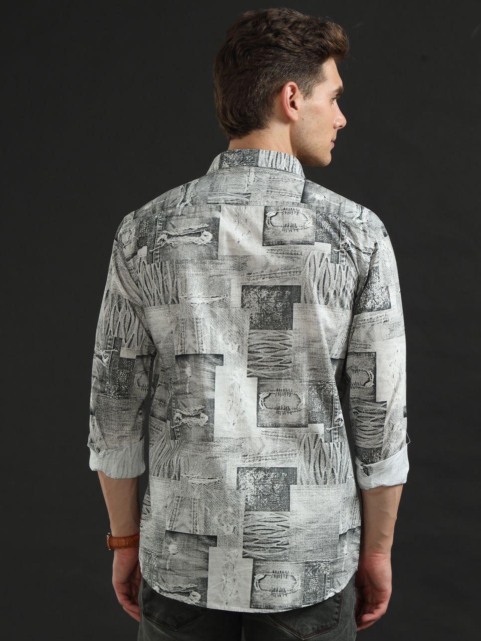 Pattern Play Grey Full Sleeve Shirt