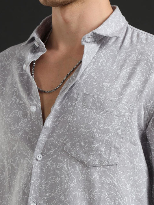 Floral Fusio Grey Full Sleeve Shirt