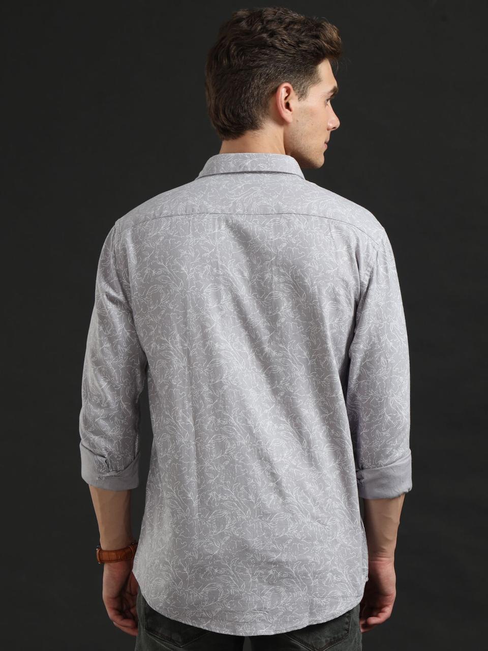 Floral Fusio Grey Full Sleeve Shirt