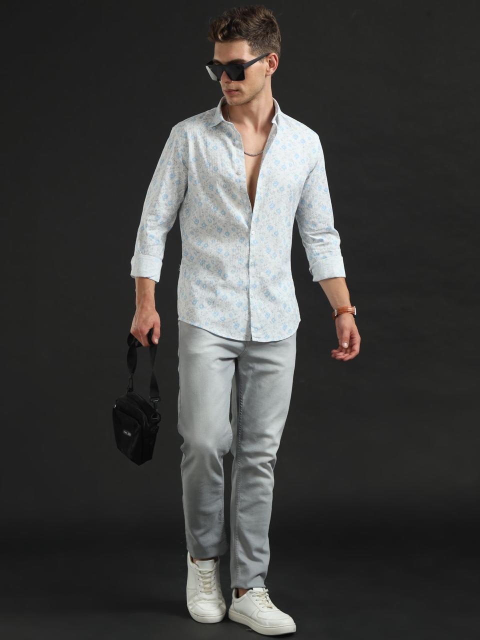 Over All Floral Printed Full Sleeve Shirt