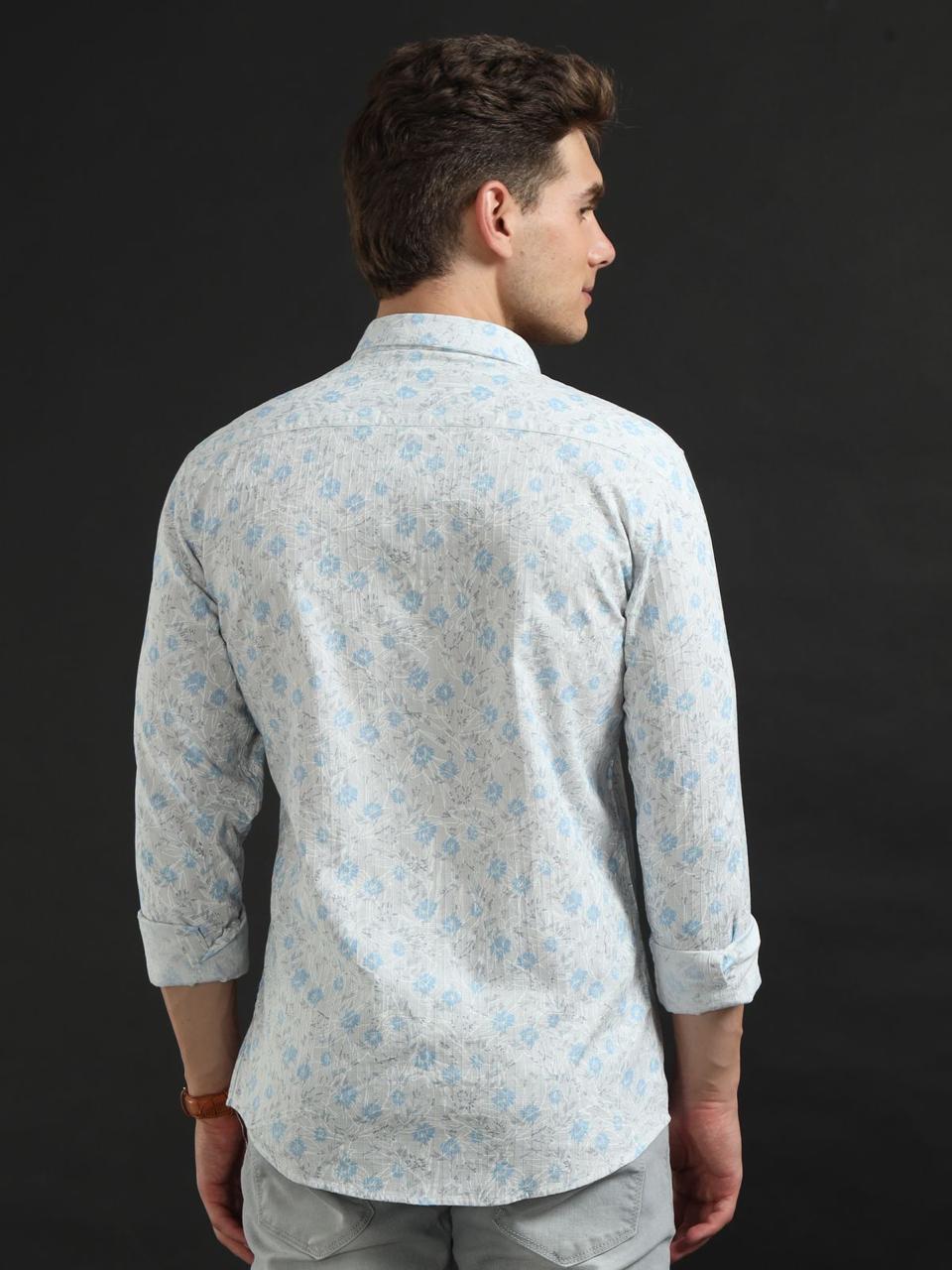 Over All Floral Printed Full Sleeve Shirt