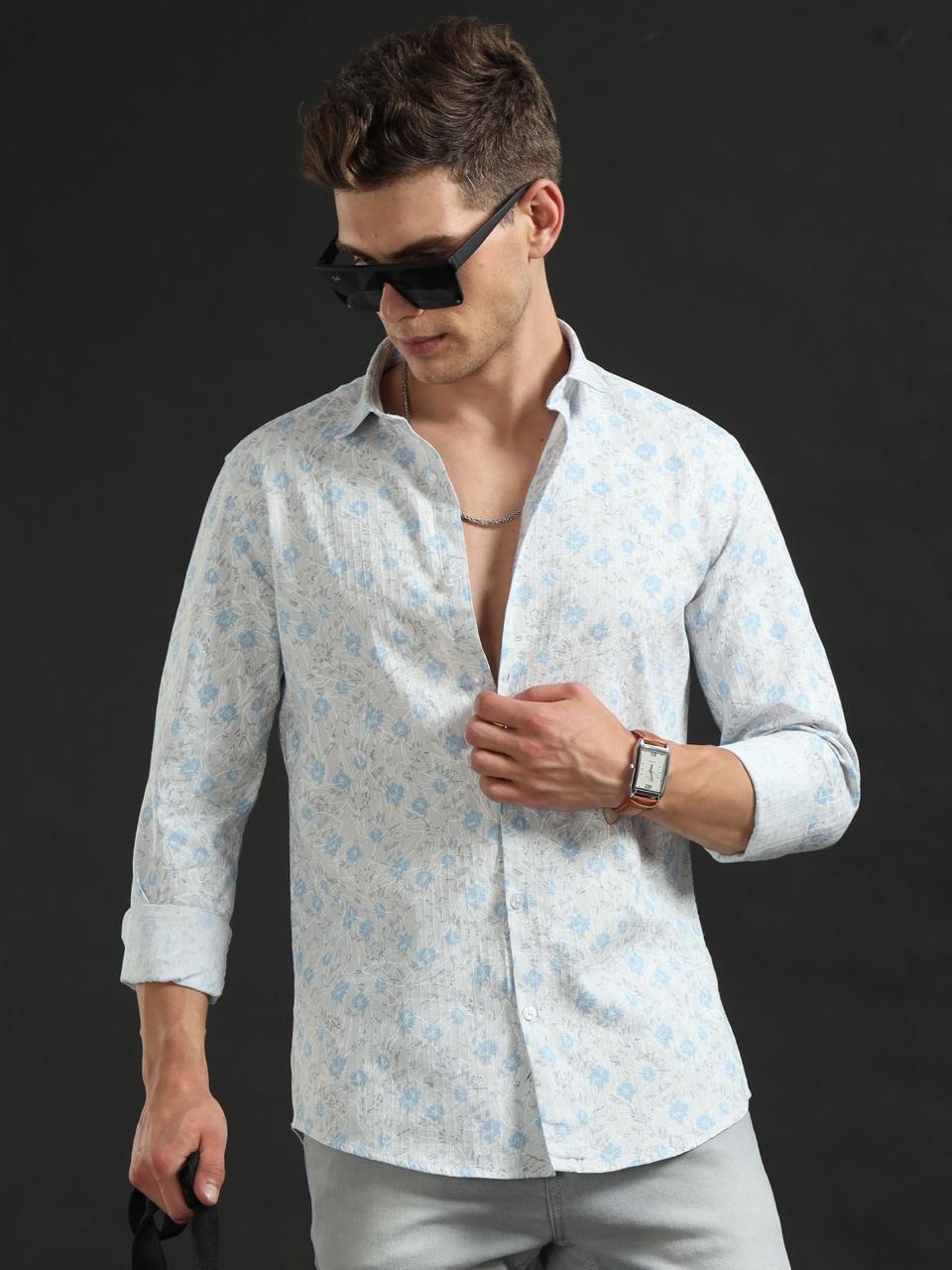 Over All Floral Printed Full Sleeve Shirt