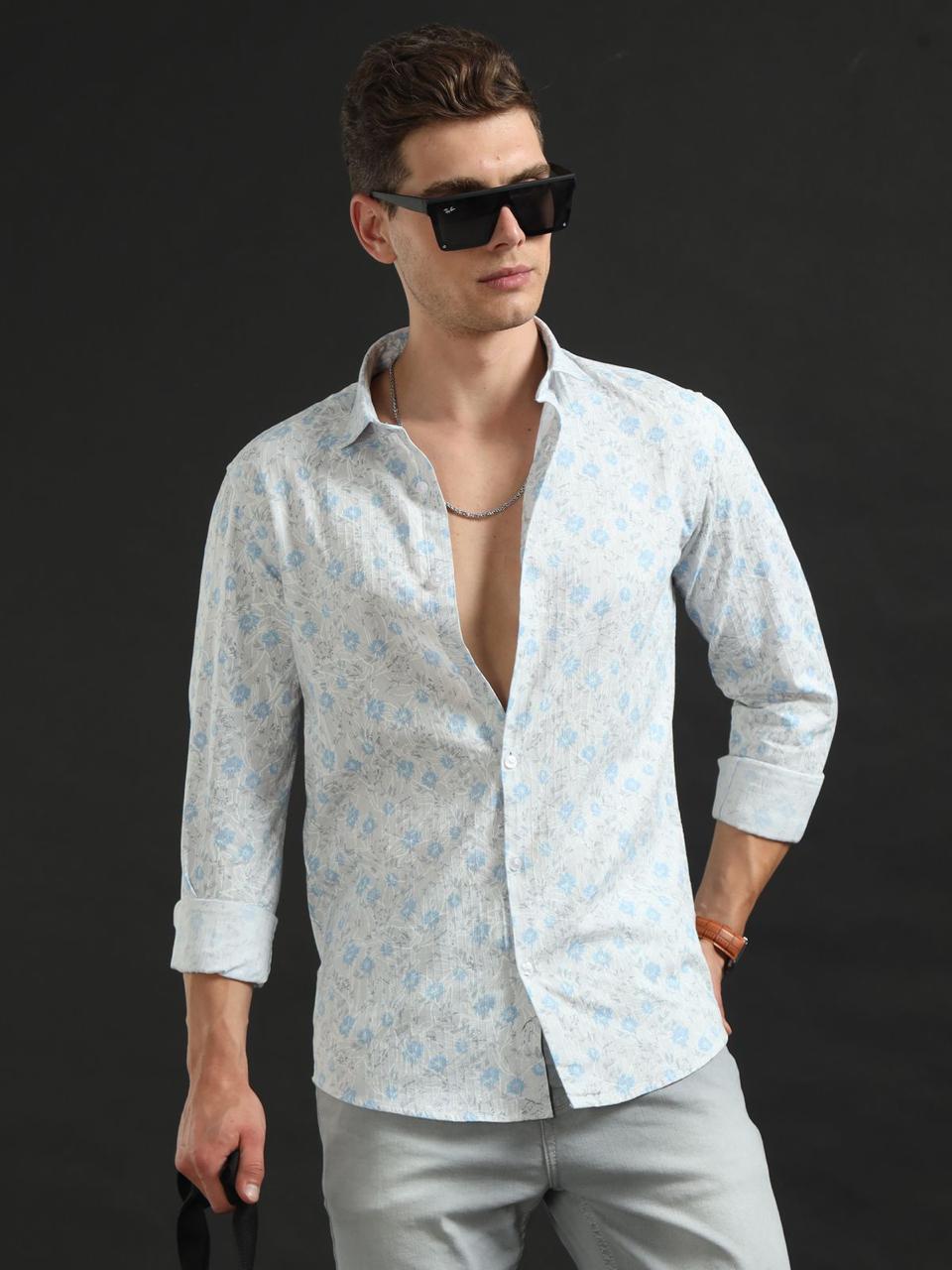 Over All Floral Printed Full Sleeve Shirt