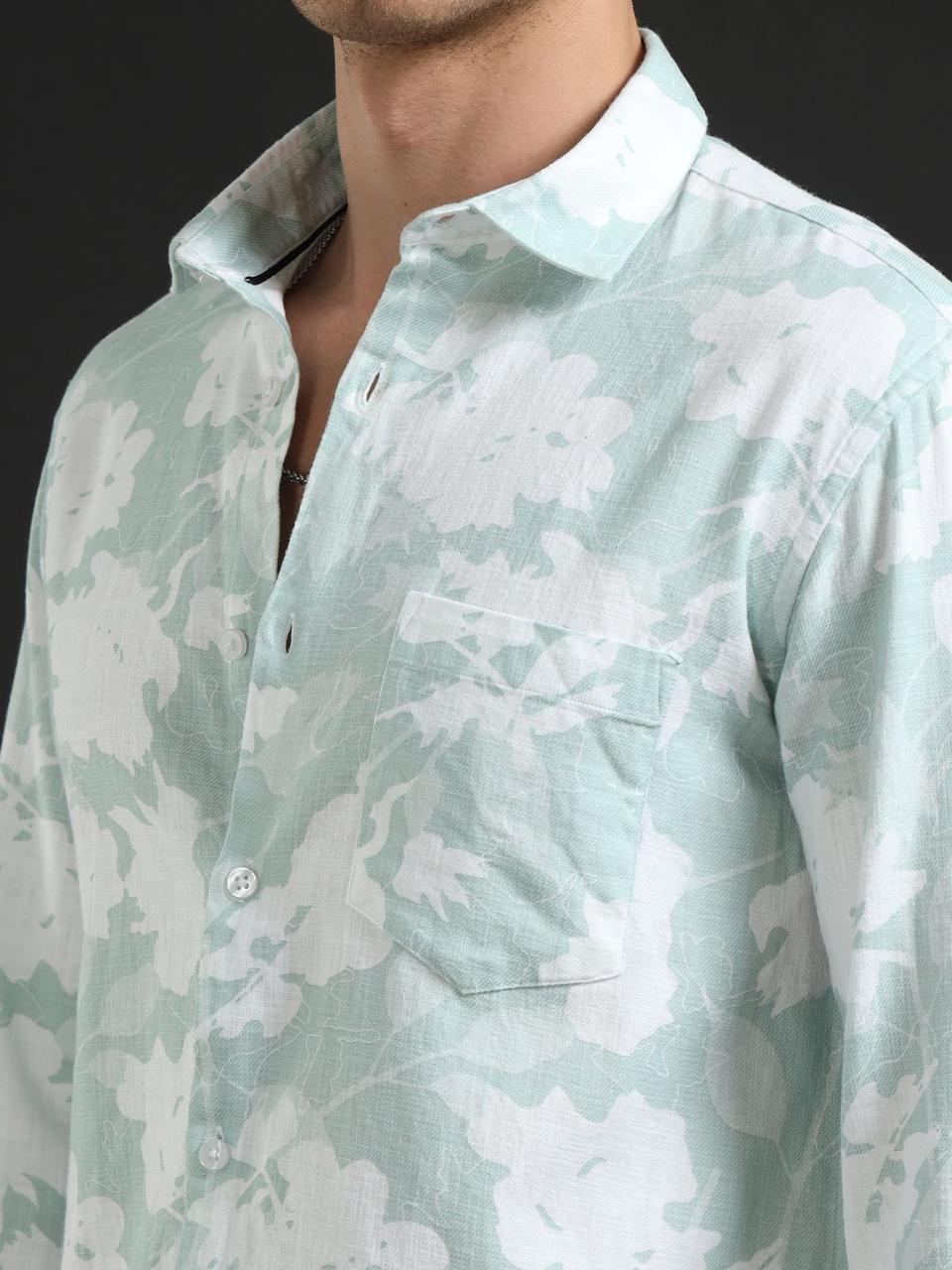 Abstract Print Blue Full Sleeve Shirt