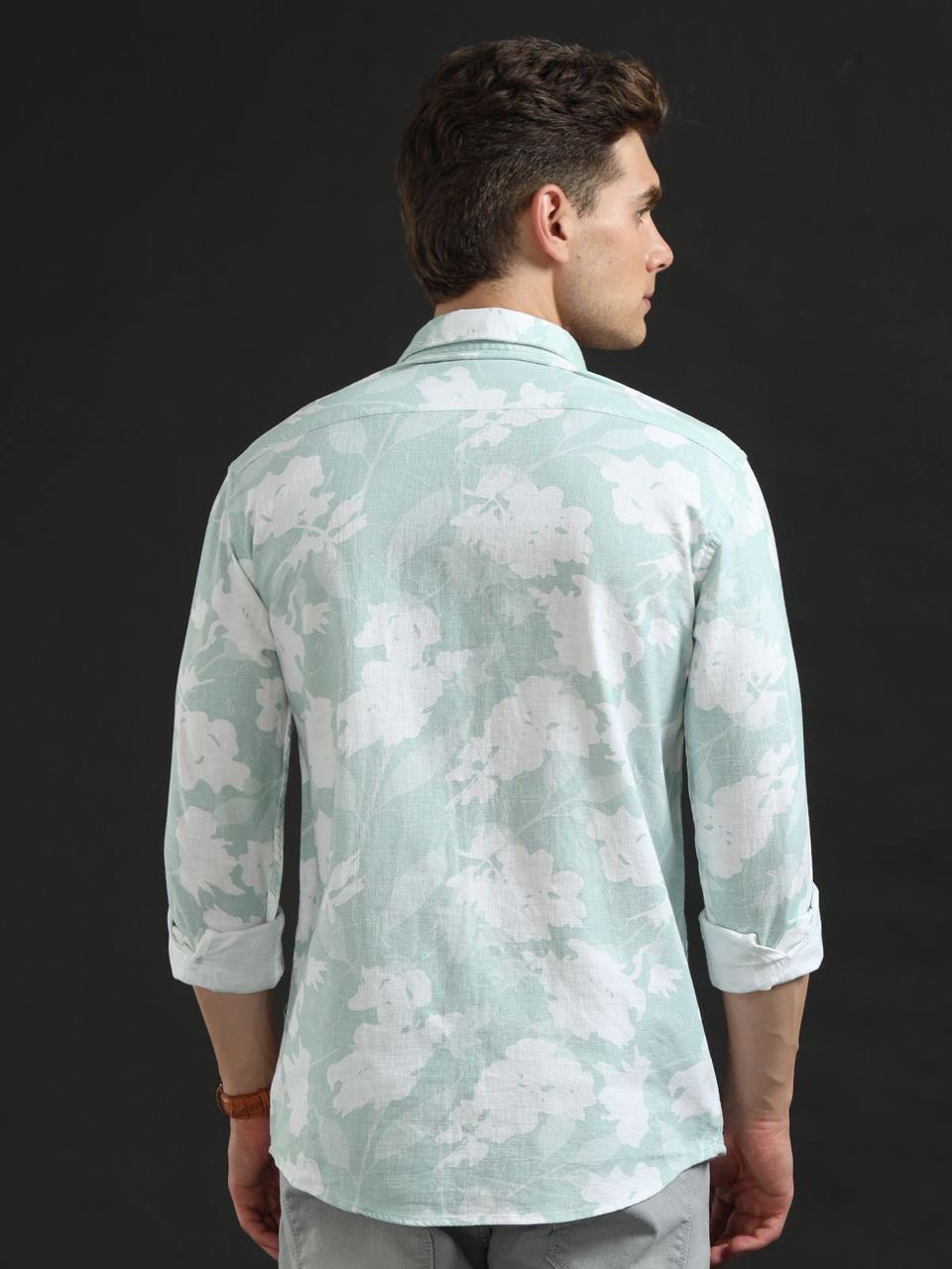 Abstract Print Blue Full Sleeve Shirt