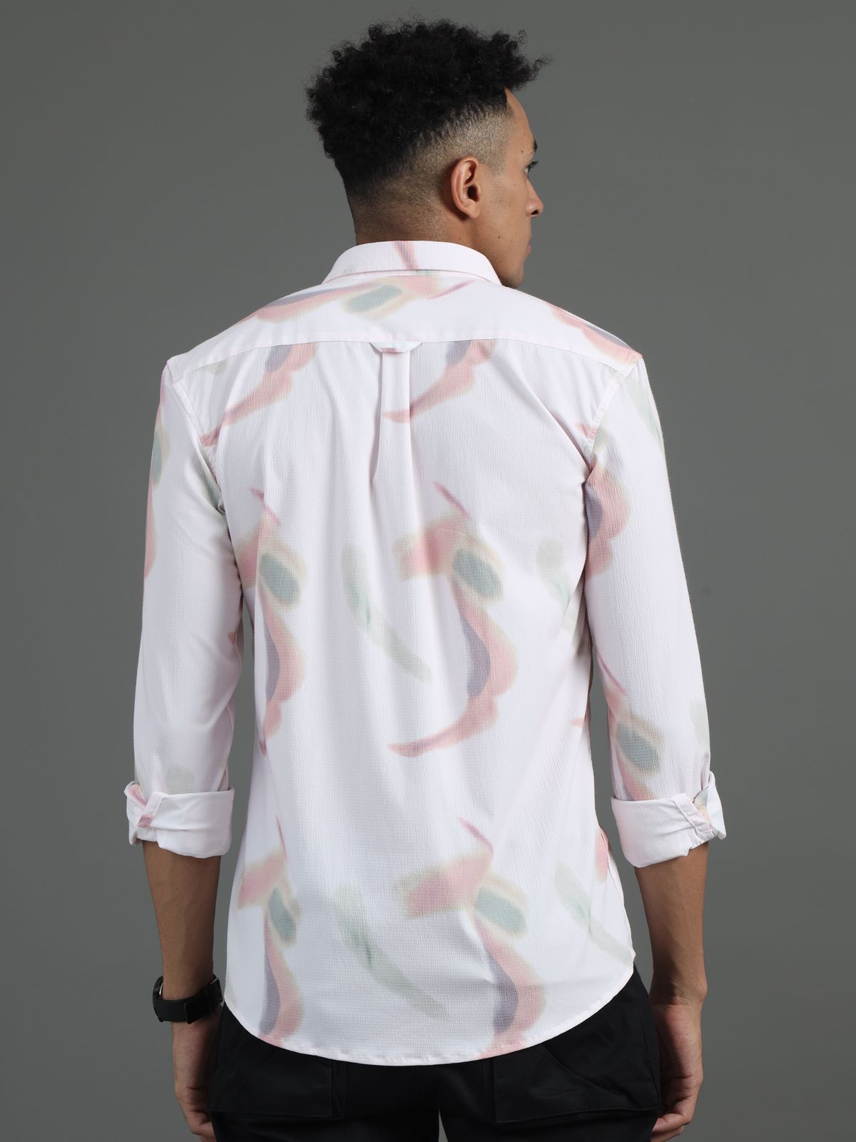 Peach Color Splash Full Sleeve Shirt