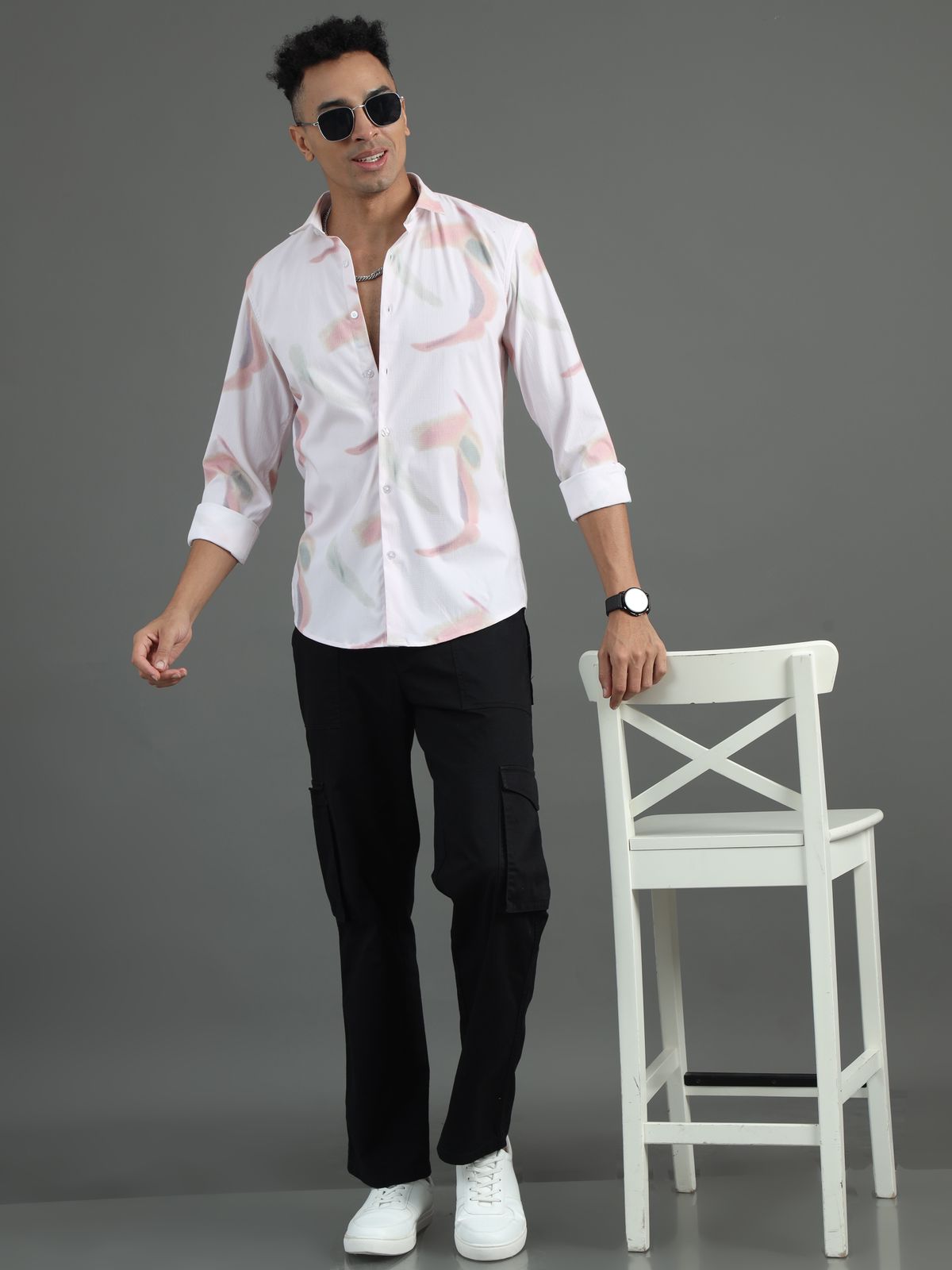 Peach Color Splash Full Sleeve Shirt