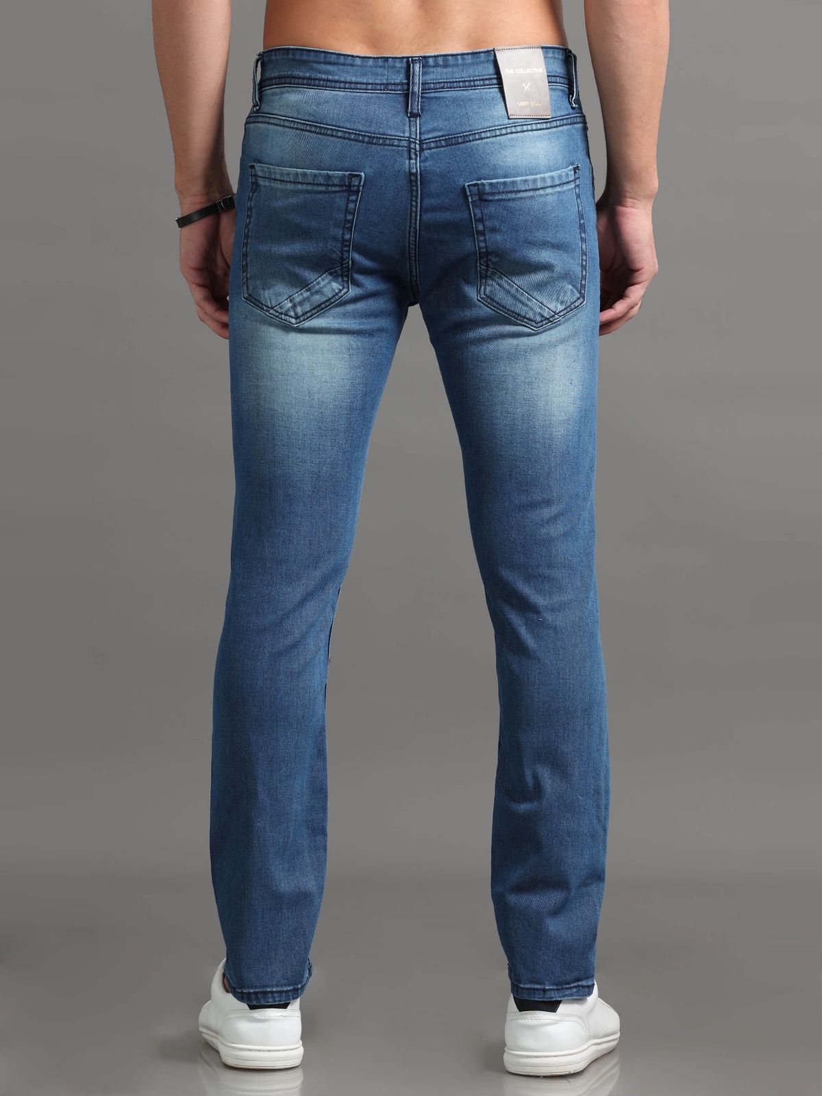 Metallic Blue Denim Jeans
