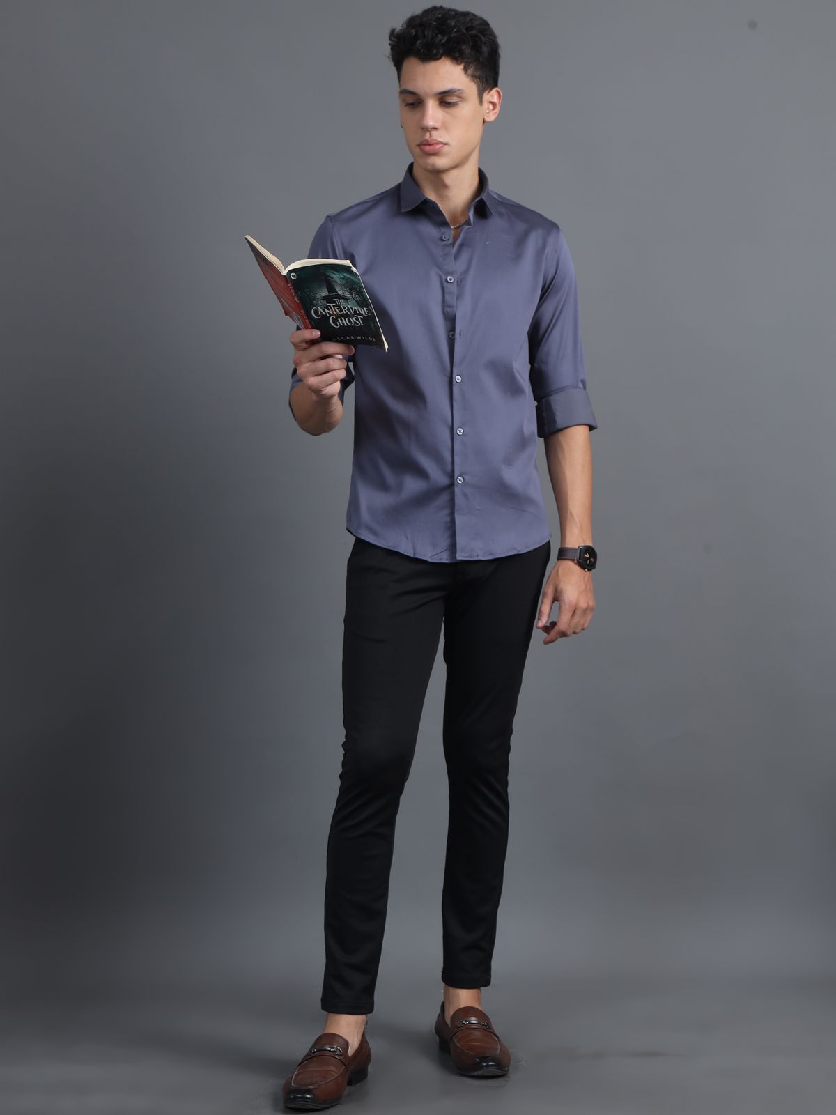 Mid Grey Satin Shirt