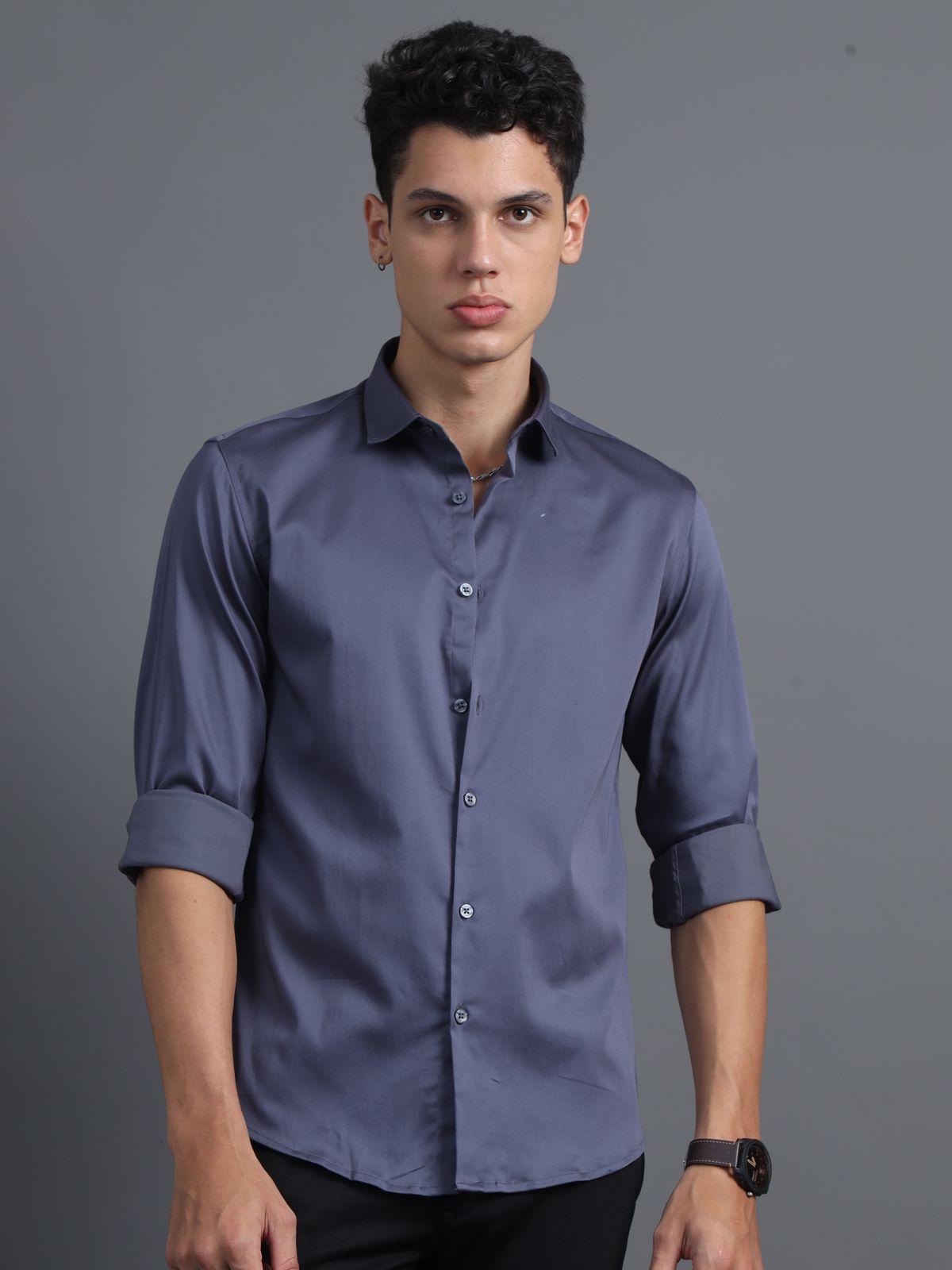 Mid Grey Satin Shirt
