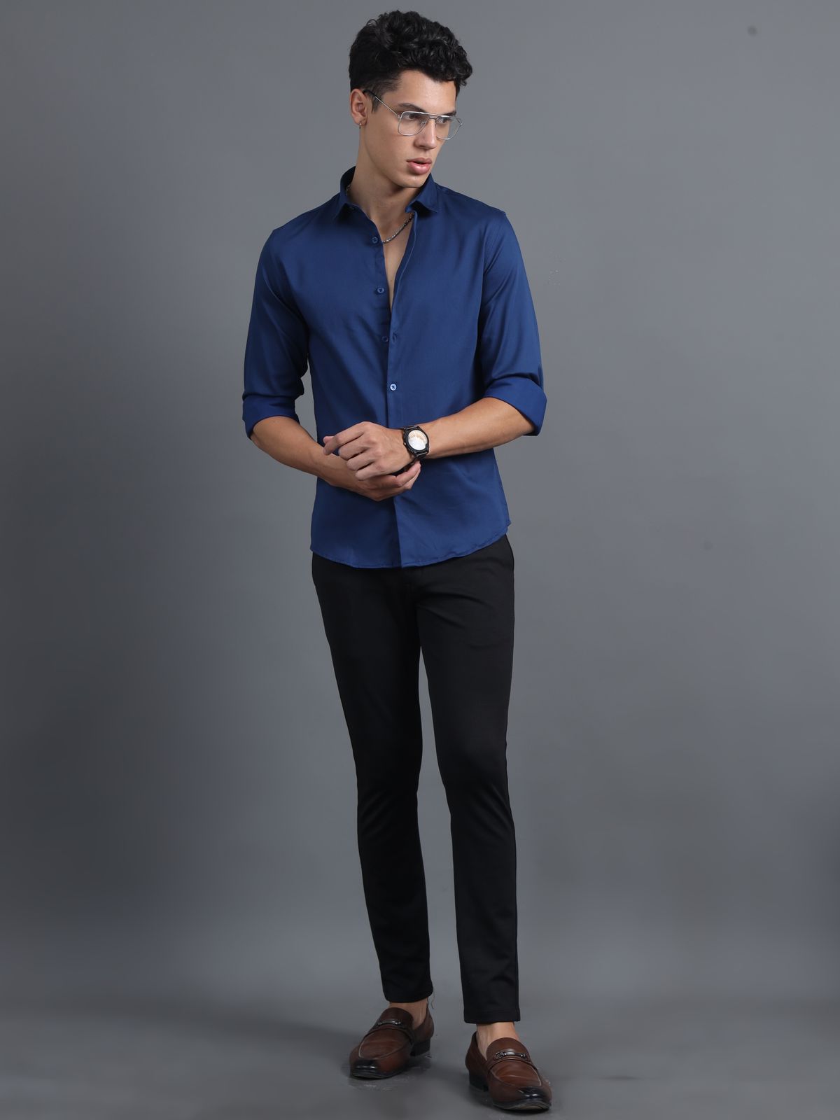 Nile Blue Satin Shirt