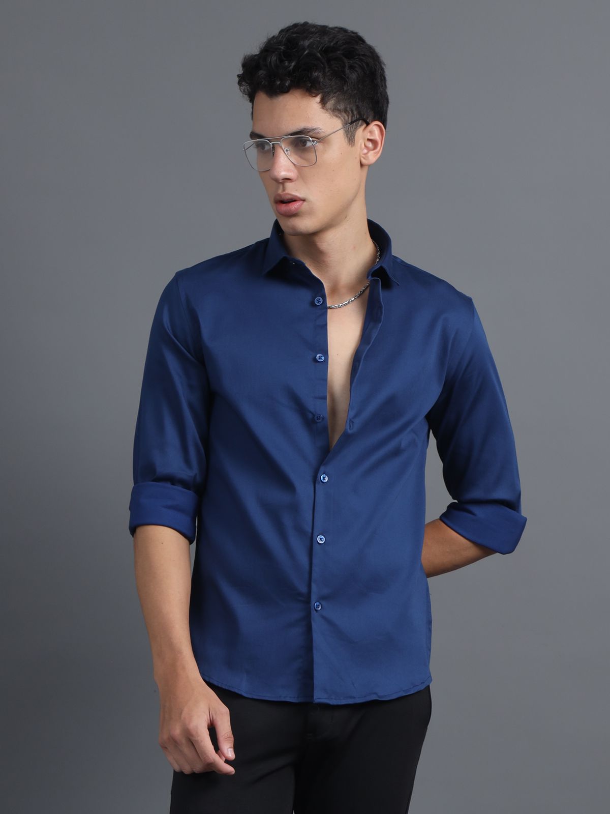 Nile Blue Satin Shirt