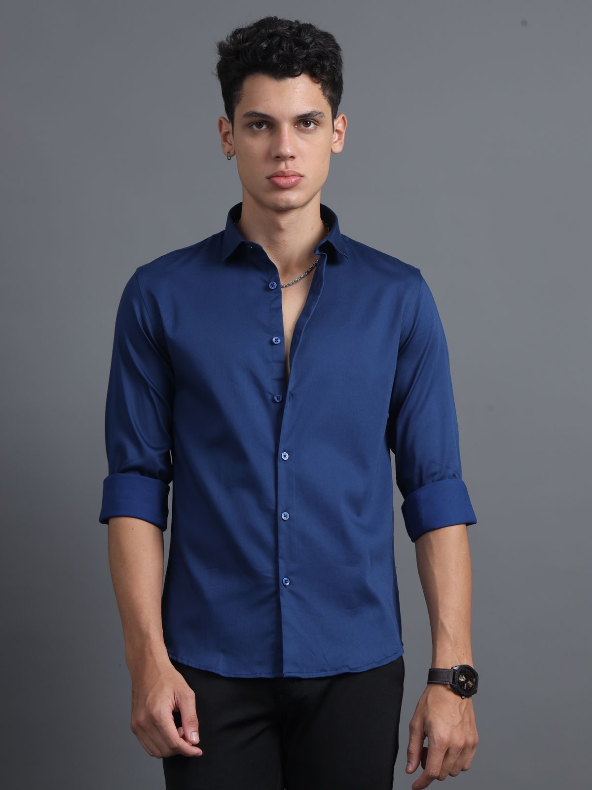 Nile Blue Satin Shirt
