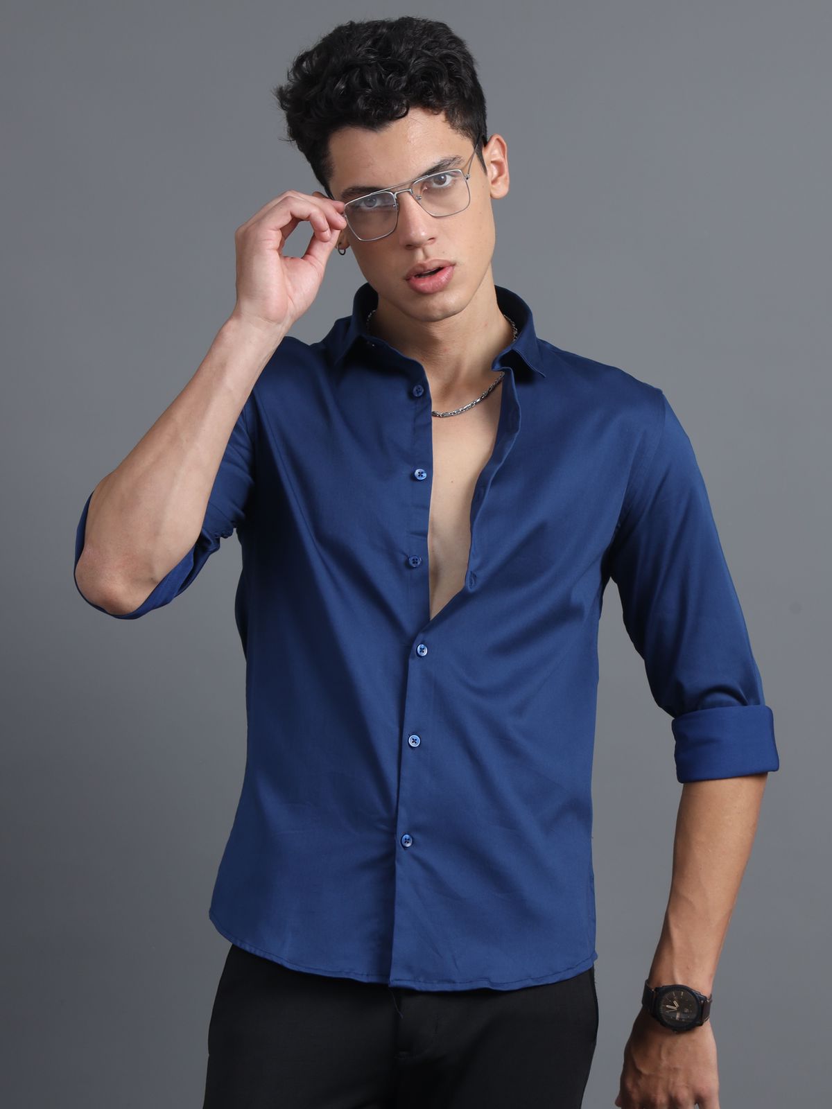 Nile Blue Satin Shirt
