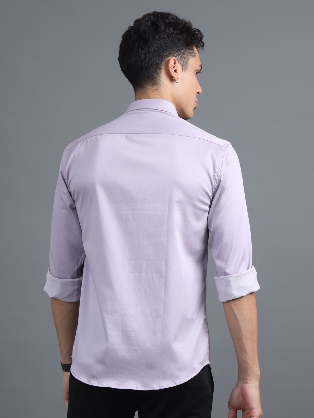 Dusty 60's Lavender Satin lycra Shirt