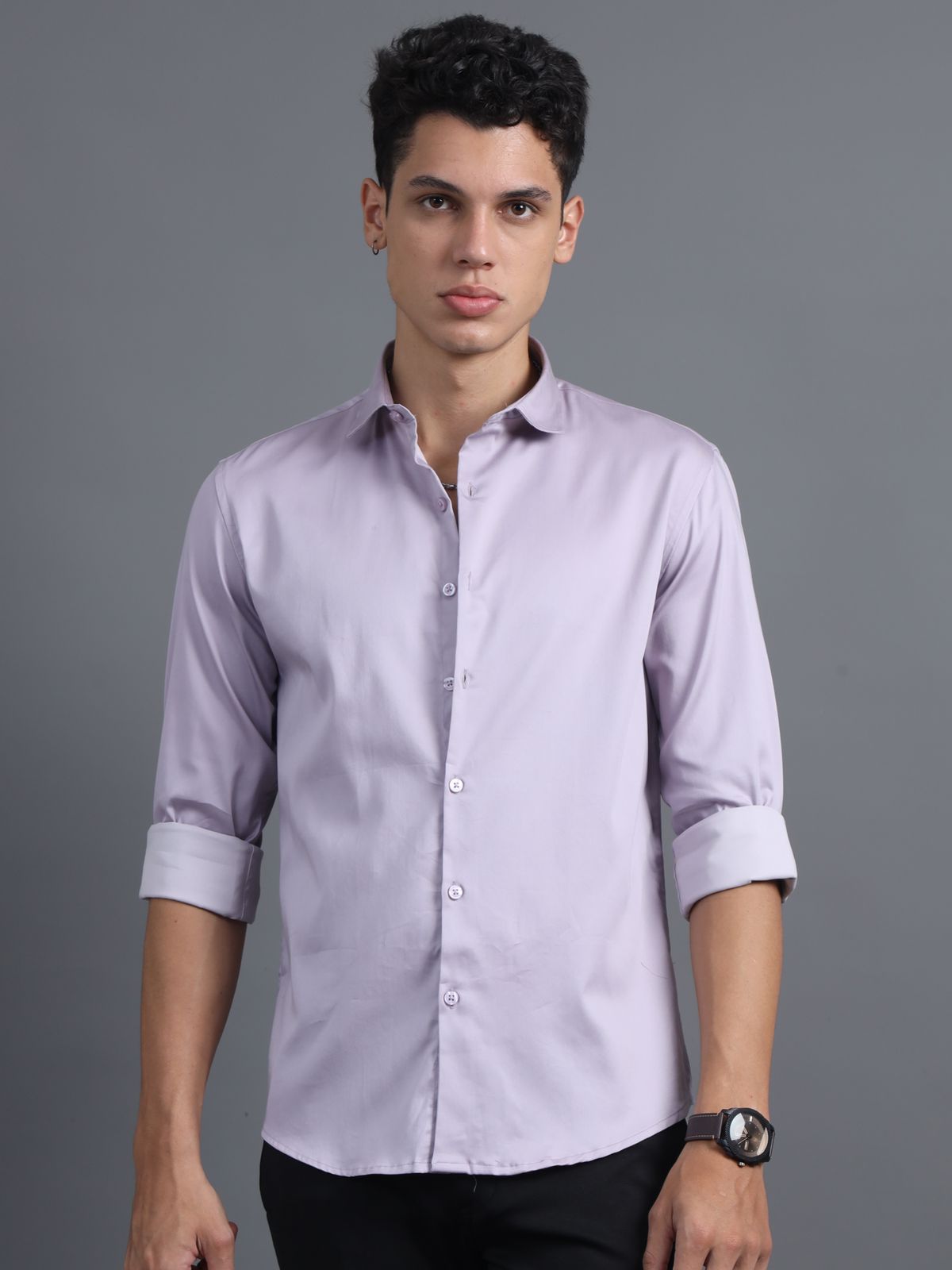 Dusty 60's Lavender Satin lycra Shirt