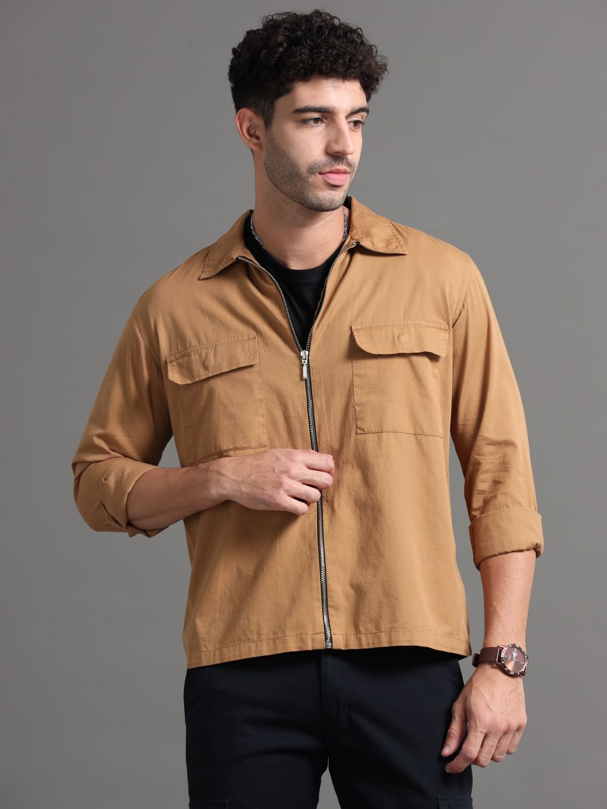 Beige Zipper RFD Shirt