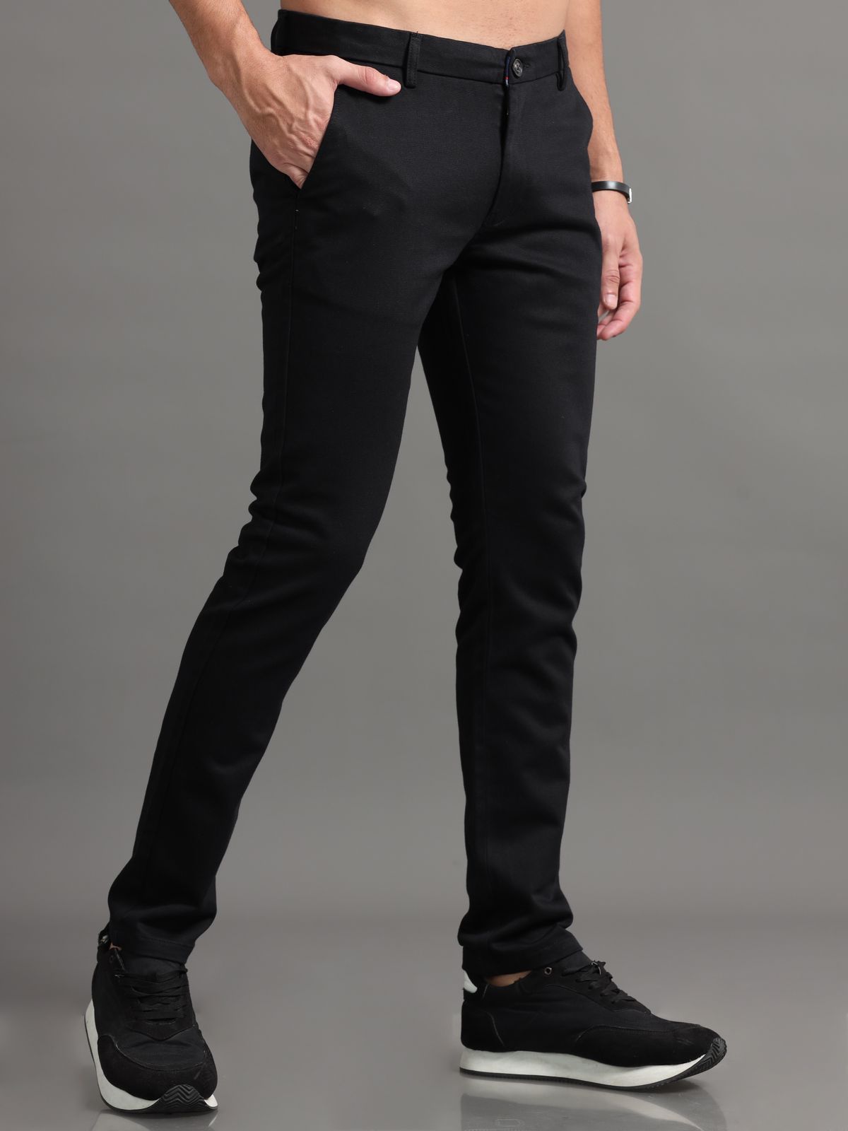 Black Knitted Chino