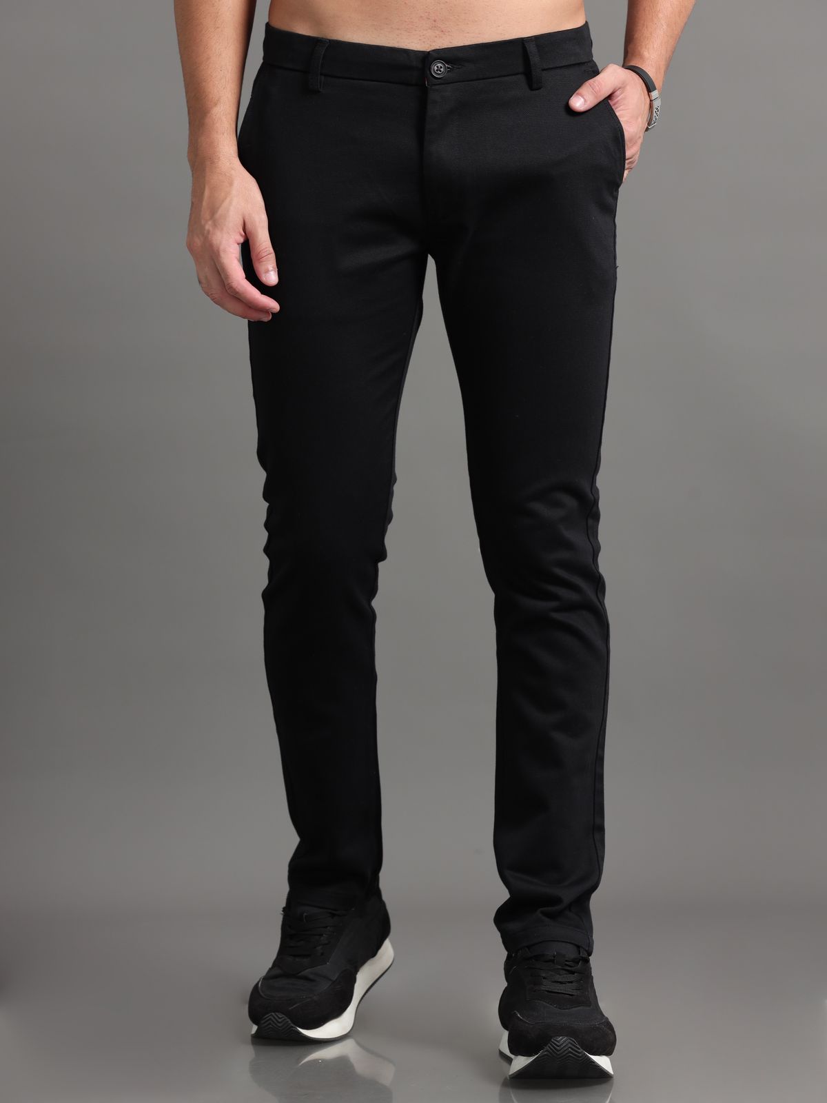 Black Knitted Chino