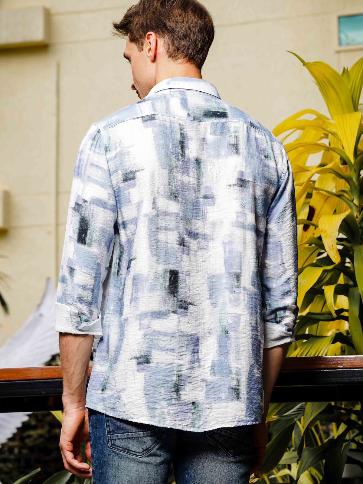 Graphic Print Blue Full Sleeve Shirt