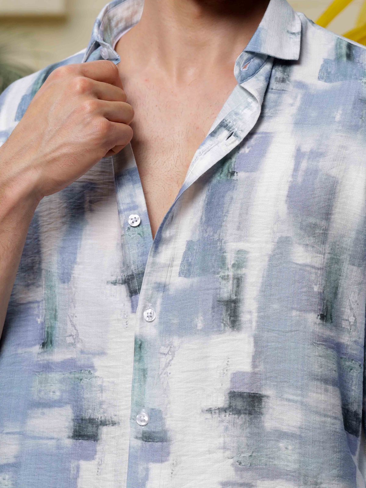 Graphic Print Blue Full Sleeve Shirt